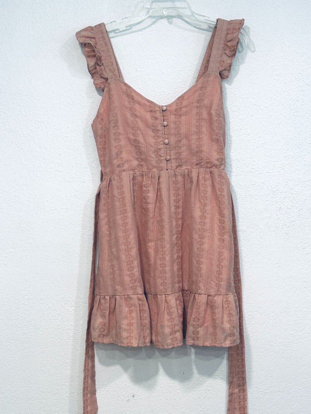 NWT Boot Barn Loveriche Western Dress Sleeveless Ruffle Blush Mauve Lined Size S